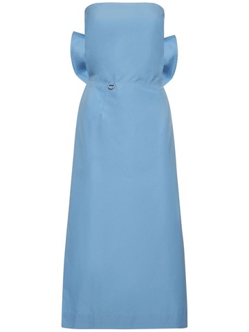 SAKS POTTS Anno Strapless Nylon Midi Dress in blue