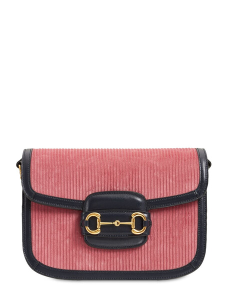 GUCCI 1955 Horsebit Velvet Shoulder Bag in red
