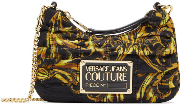 Versace Jeans Couture Black Nylon Crunchy Baroque Plaque Bag