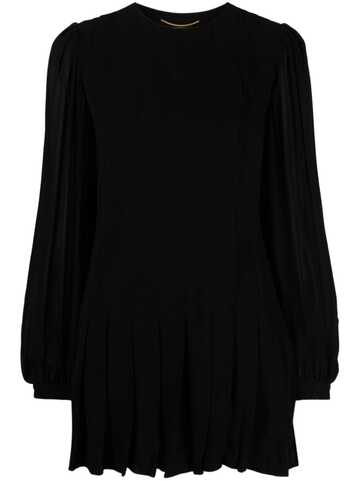 saint laurent pre-owned pleated silk minidress - black