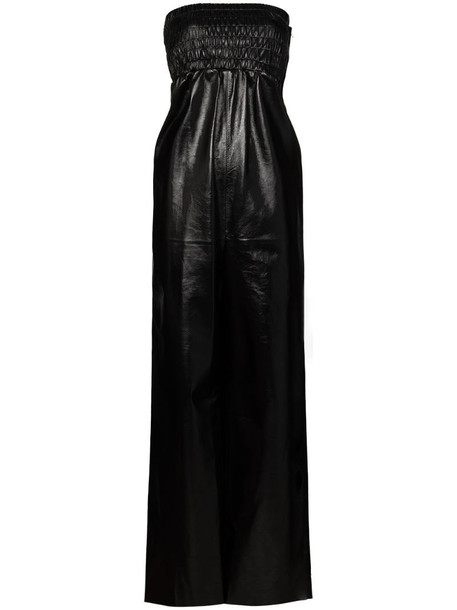 Bottega Veneta strapless leather jumpsuit in black