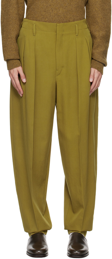 lemaire green tapered trousers