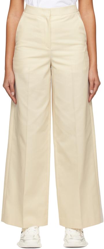Juun.J Off-White Creased Trousers in ivory