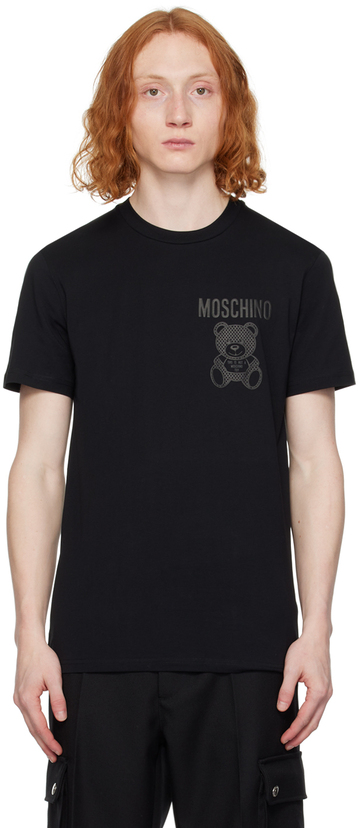 moschino black bonded t-shirt in print