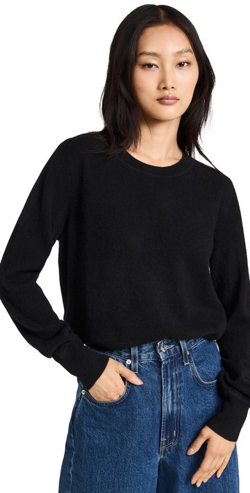 Naadam Cropped Cashmere Pullover in black