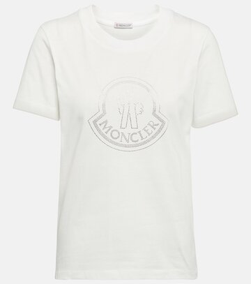 moncler logo cotton jersey t-shirt in silver