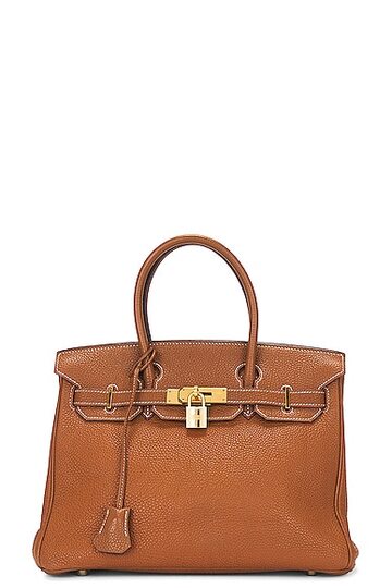 hermes birkin 30 handbag in brown in gold