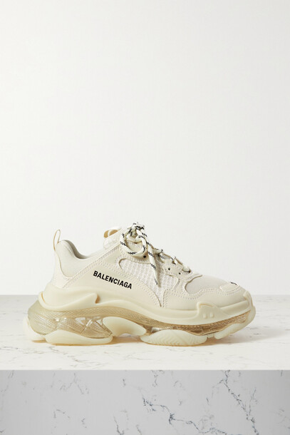 Balenciaga - Triple S Clear Sole Logo-embroidered Faux Leather And Mesh Sneakers - Cream