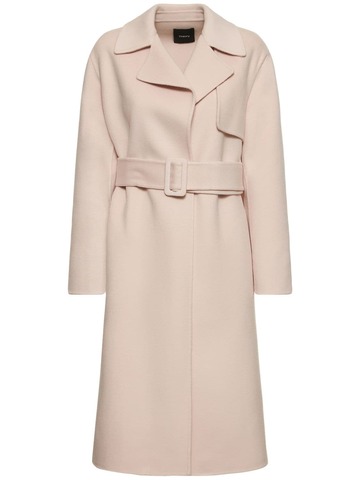 THEORY Wrap Wool Cashmere Trench Coat in pink