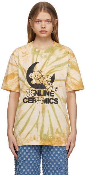 Online Ceramics Green Tie-Dye Bear Star Logo T-Shirt