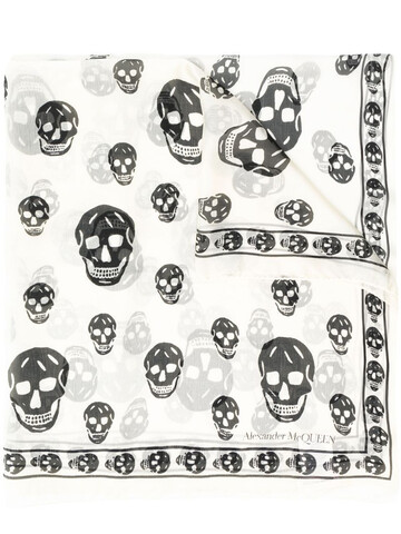 Alexander McQueen all-over skull print scarf in white