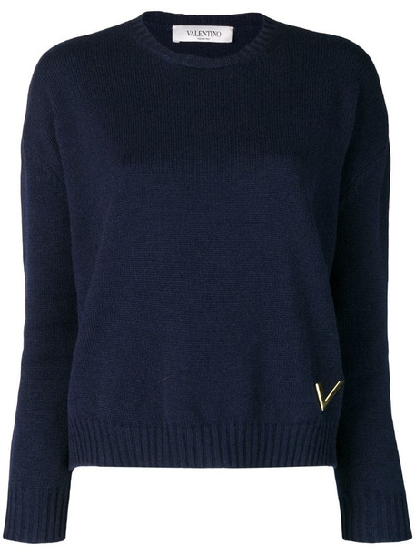 Valentino cashmere crew neck sweater in blue
