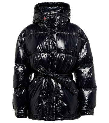 perfect moment metallic belted down parka in black