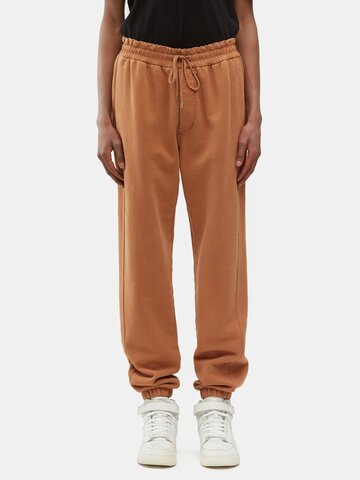 saint laurent - drawstring-waist cotton-jersey track pants - mens - orange