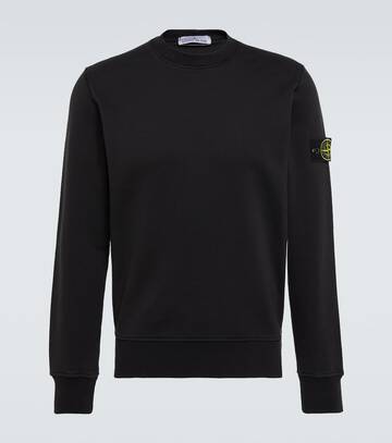 stone island logo patch cotton sweatshirt in black