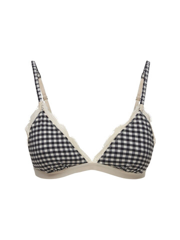 LOVE STORIES Filippa Gingham & Lace Triangle Bra in black / ivory