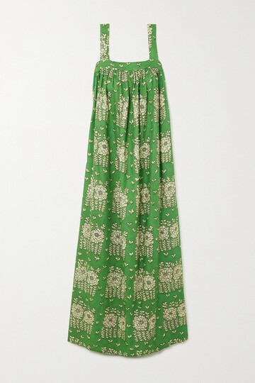 oroton - posie floral-print linen maxi dress - green