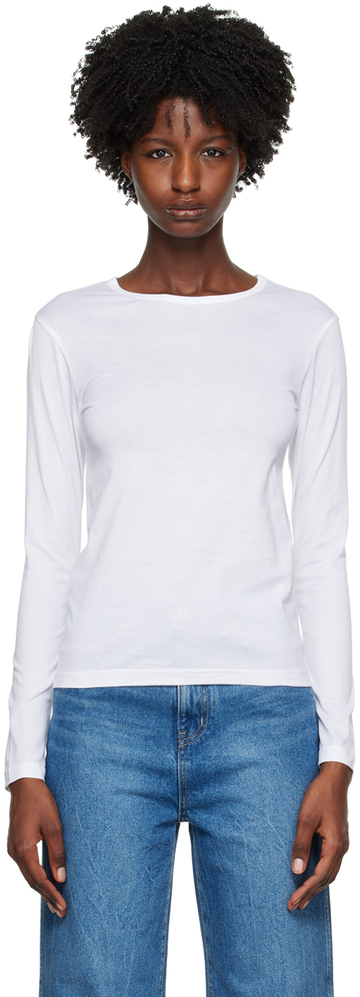 sunspel white classic long sleeve t-shirt