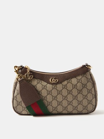 gucci - ophidia gg-supreme canvas and leather shoulder bag - womens - brown multi