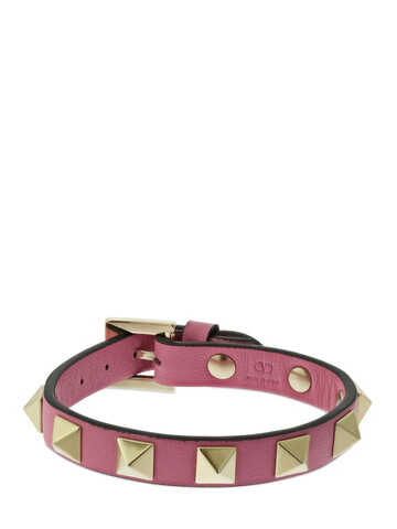 valentino garavani rockstud leather belt bracelet in pink