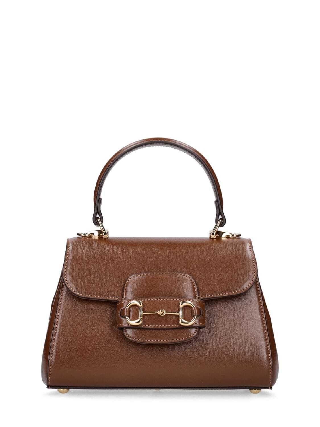 GUCCI 1955 Horsebit Leather Top Handle Bag in brown