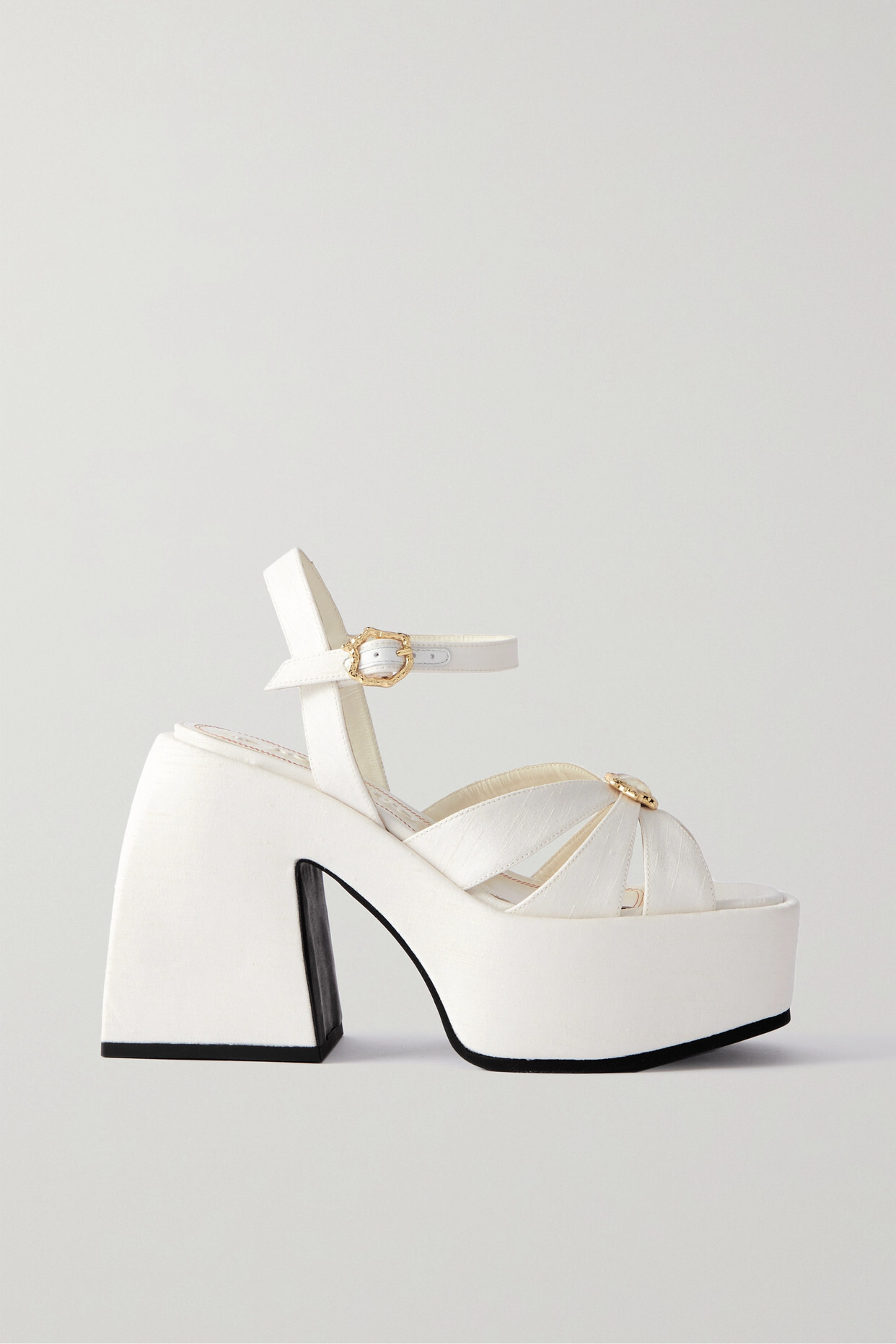 NODALETO - Bulla Aurora Embellished Satin Platform Sandals - White