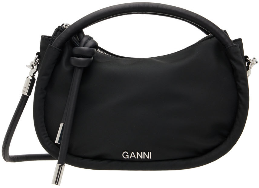 GANNI Black Knot Baguette Shoulder Bag