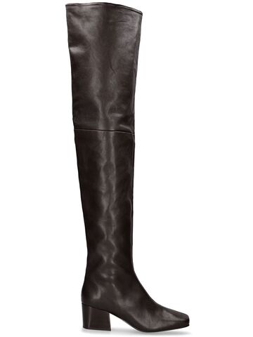lemaire 55mm leather over-the-knee boots in brown
