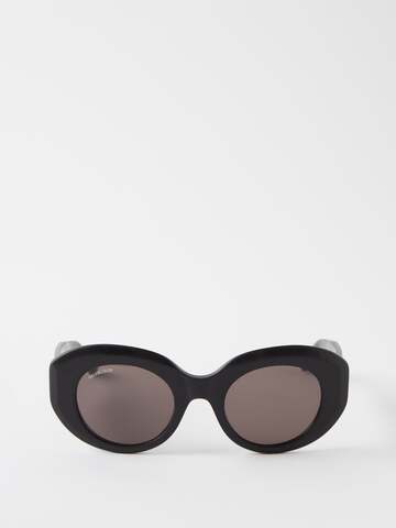 balenciaga eyewear - rive gauche round acetate sunglasses - womens - black grey