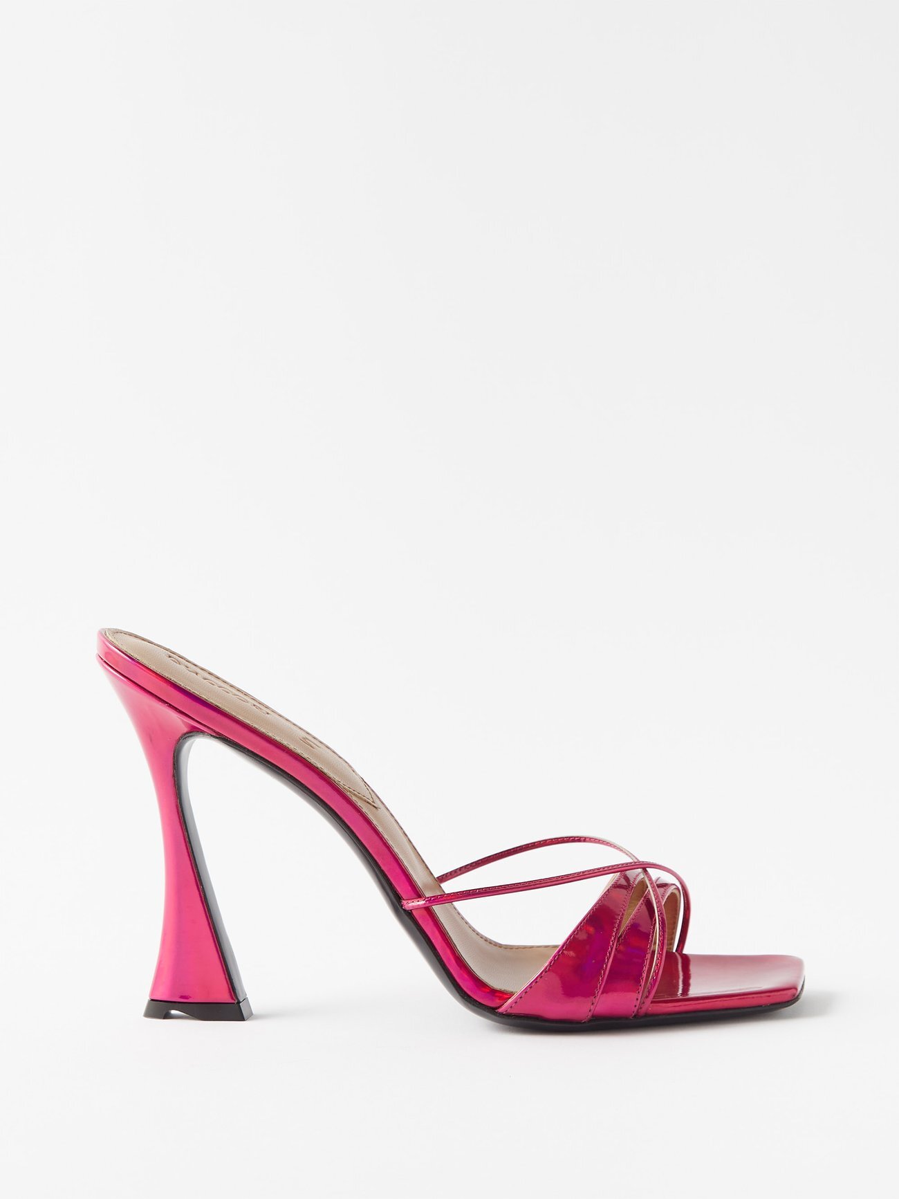 D'accori - Lust 100 Square-toe Metallic-leather Mules - Womens - Pink