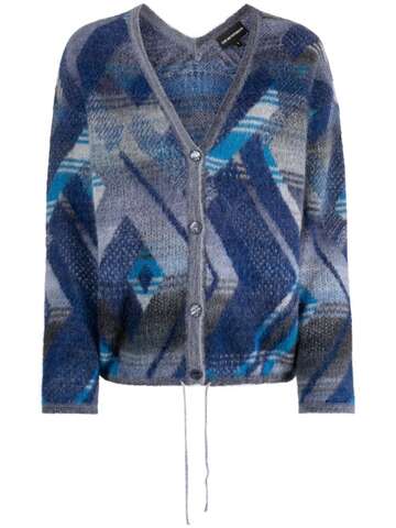 emporio armani brushed-knit jacquard cardigan - blue
