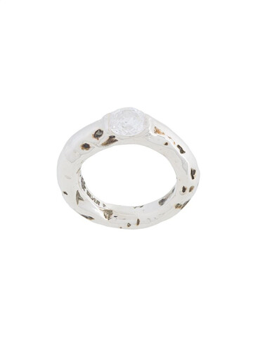 E.M. single gem ring in metallic
