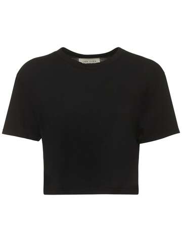 LES TIEN Crop Cotton T-shirt in black