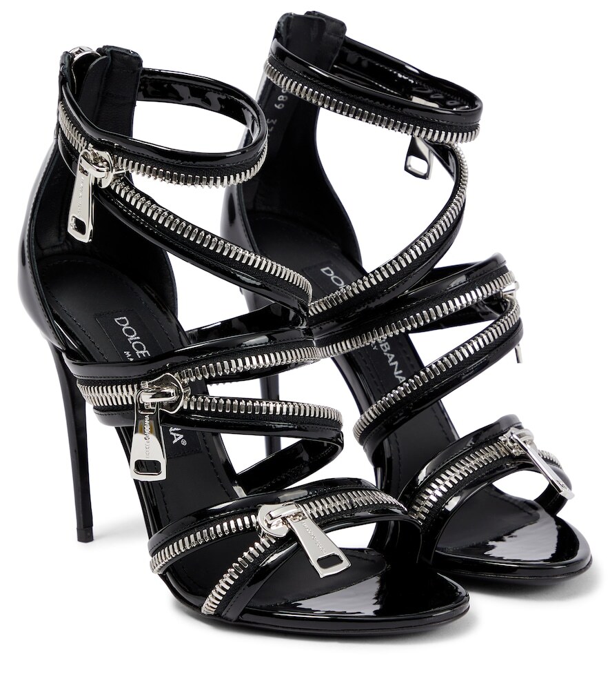 Dolce&Gabbana Zip-embellished leather sandals in black