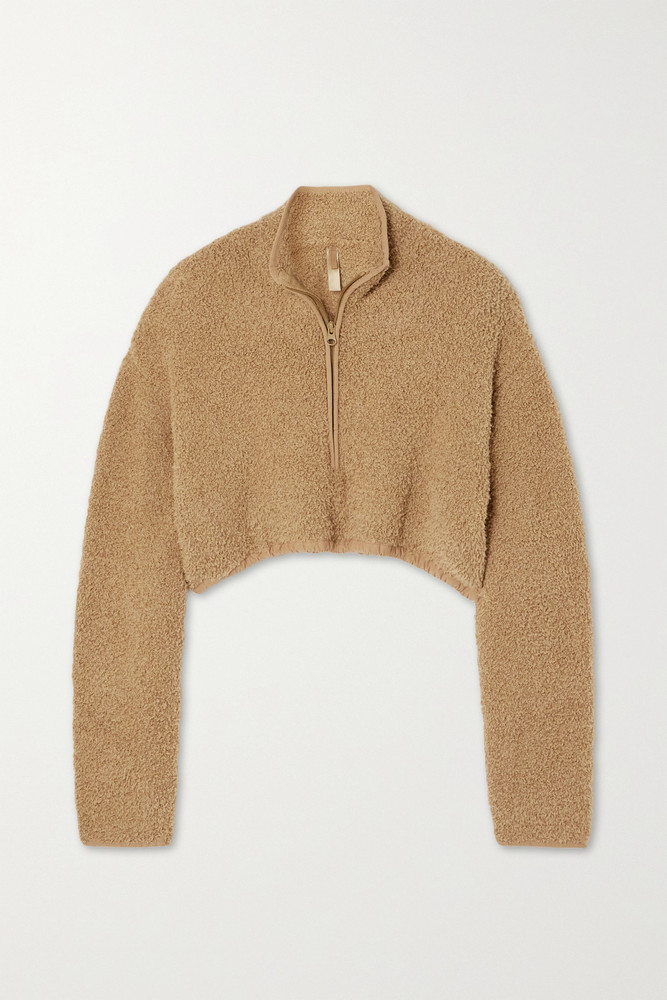 Skims - Cozy Knit Cropped Bouclé Sweatshirt - Camel in brown