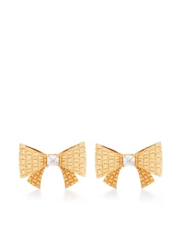 kate spade bow-shape crystal-embellished earrings - gold