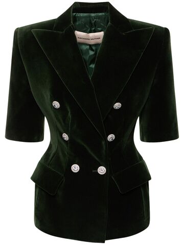 alexandre vauthier cotton velvet short sleeved jacket in green