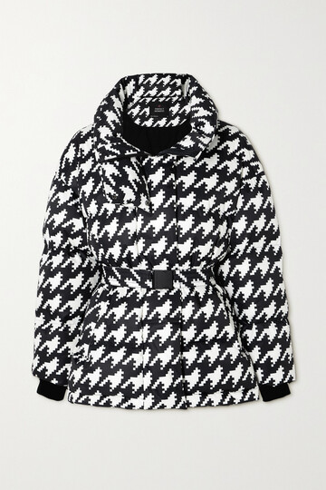 perfect moment - parka iii belted printed quilted down ski jacket - black