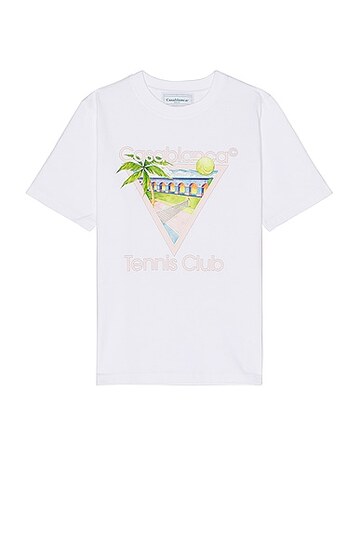 casablanca tennis club icon screen printed t-shirt in white