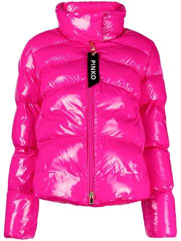 PINKO quilted zipped puffer jacket in pink