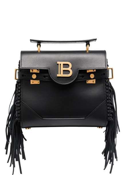 Balmain B-Buzz fringed shoulder bag in black