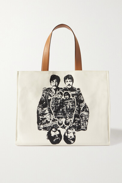 Stella McCartney - + The Beatles Get Back Vegetarian Leather-trimmed Printed Cotton-canvas Tote - White