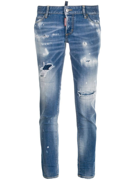 Dsquared2 Light Paint Fade Down Jennifer cropped jeans in blue