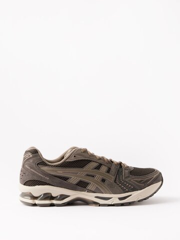 asics - gel-kayano 14 suede and mesh trainers - mens - brown