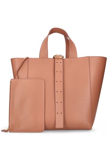 jil sander medium square leather tote bag