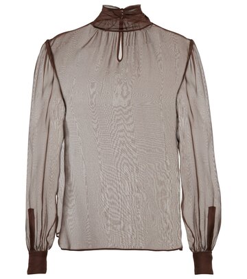 Saint Laurent Sheer silk blouse in brown