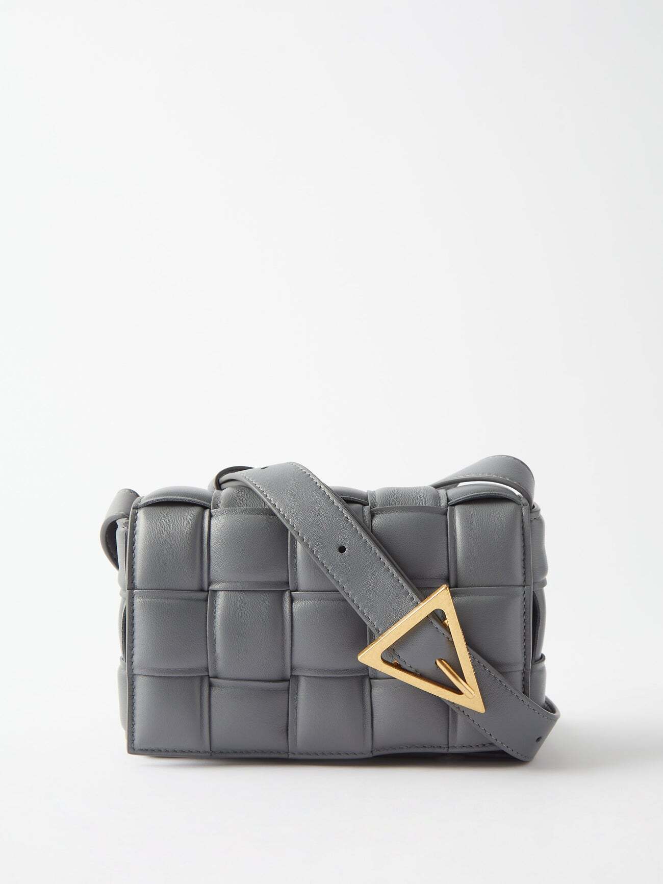 Bottega Veneta - Cassette Small Intrecciato-leather Cross-body Bag - Womens - Dark Grey