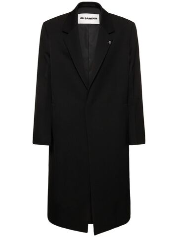 jil sander compact long wool coat in black