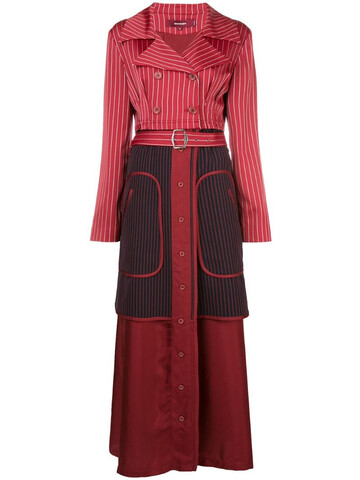 Sies Marjan pinstriped long trench coat in red