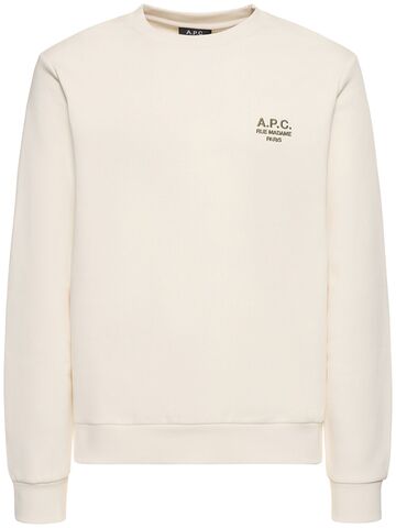 a.p.c. logo organic cotton sweatshirt in ecru